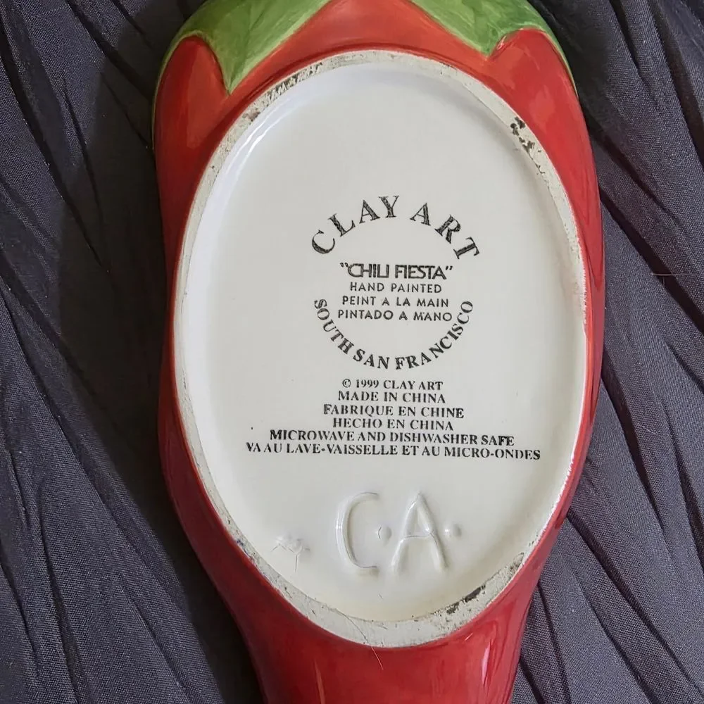 Clay Art Fiesta Chili Pepper Shaped Serveware Set - Red and Green